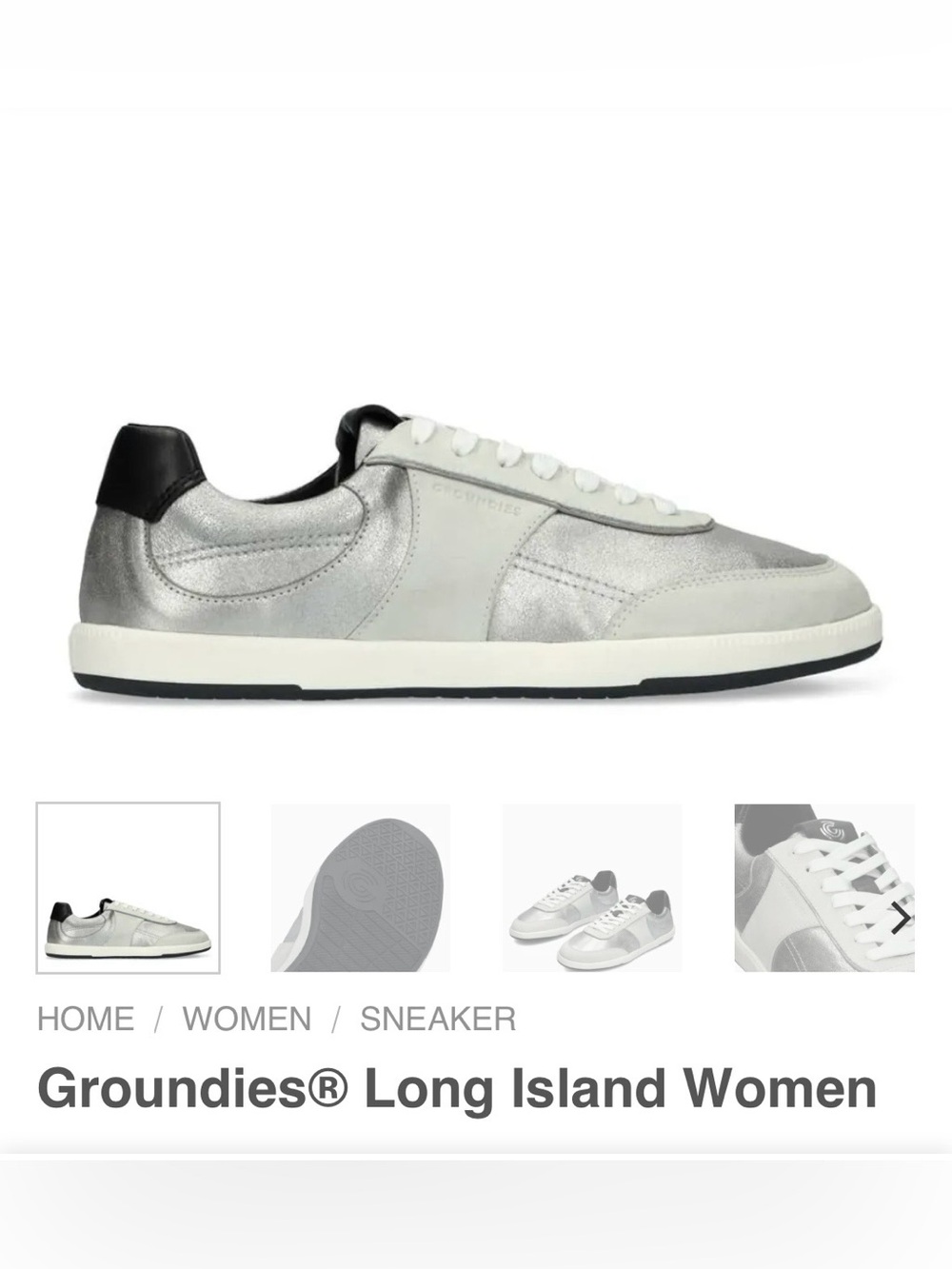 Minimalist barefoot silver sneakers- Groundies Long Island metallic, 40 (US 9)